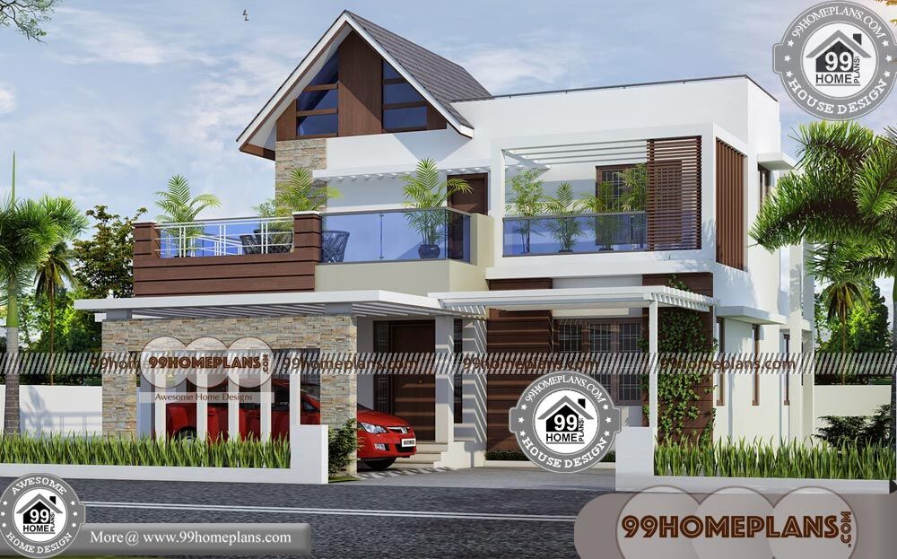 New Model House Front Elevation & 100+ Double Balcony House Plans