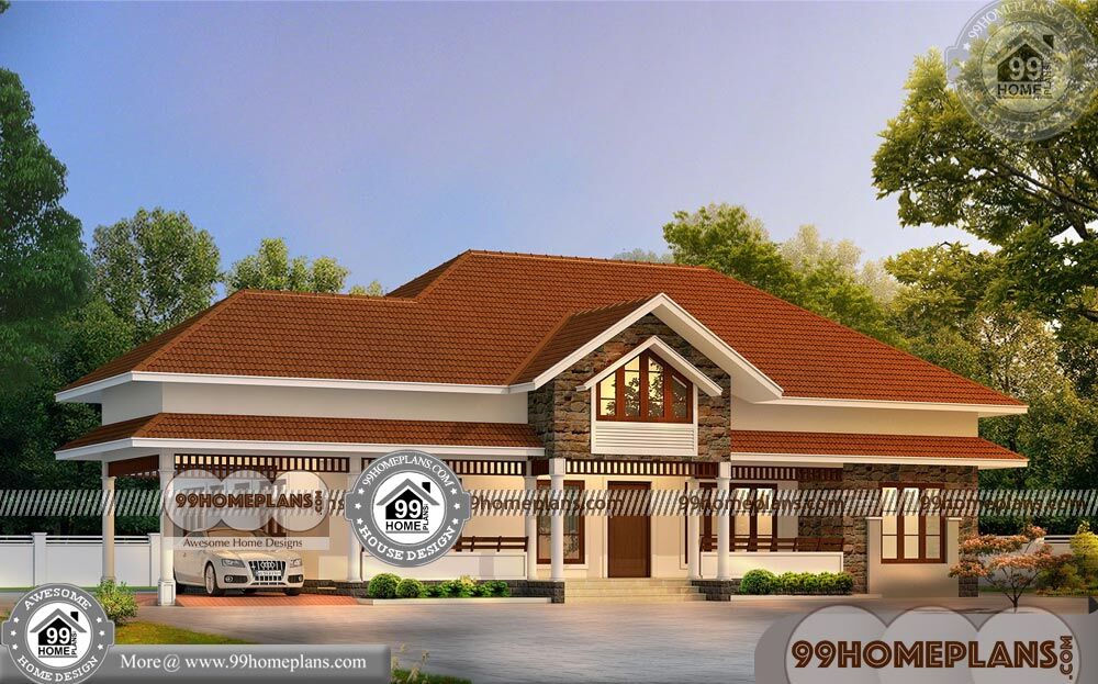 Single Floor Home Design Plans & 90+ Traditional Kerala House Designs