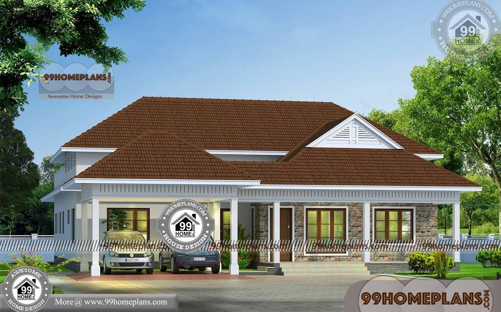 Single Story House Front Design | 60+ Kerala Traditional Home Plans Free