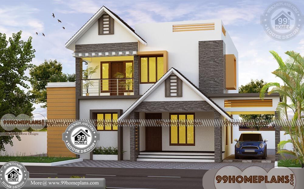 Small Cottage Home Plans | 50+ 2 Floor House Design With Terrace Plans
