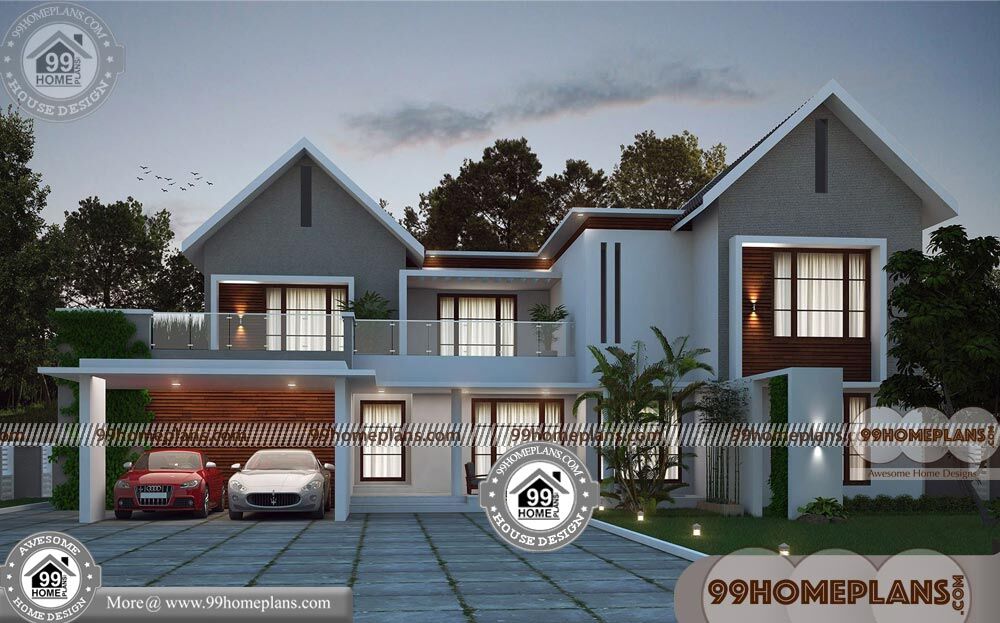 Two Y House Design With Terrace, Small 2 Story House Plans With Garage