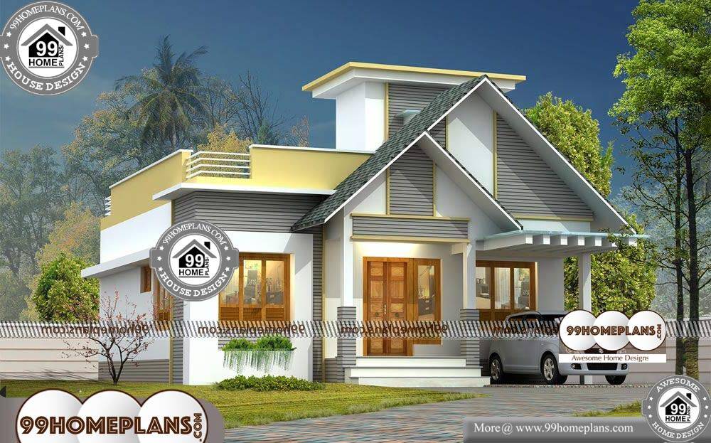 2 Bedroom House Plans 3D - One Story 999 sqft-HOME