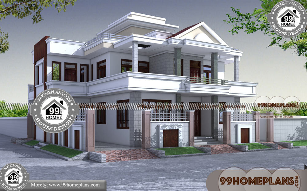 50 Wide House Plans | 90+ South Indian House Architecture 2 Storey Plan