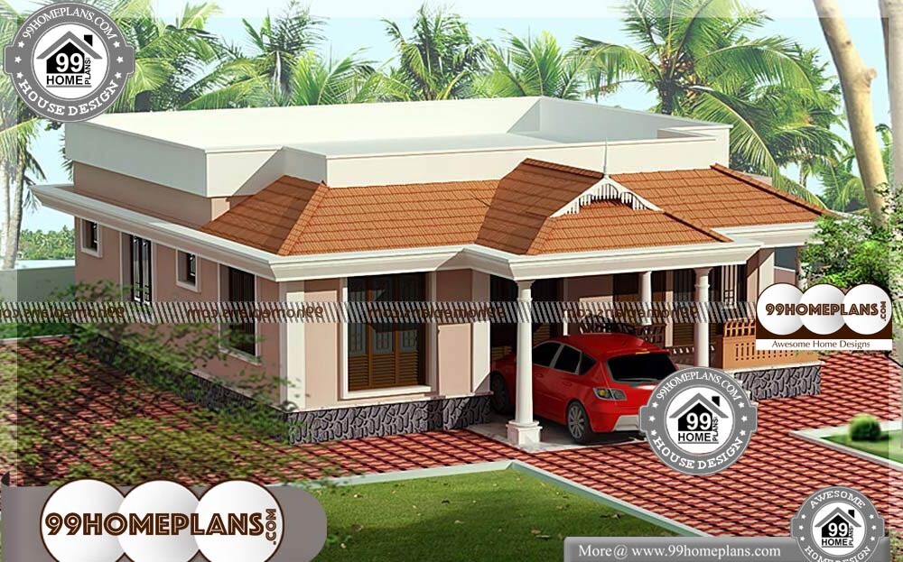 Front Elevation Designs for Single Floor Houses - One Story 1030 sqft- HOME