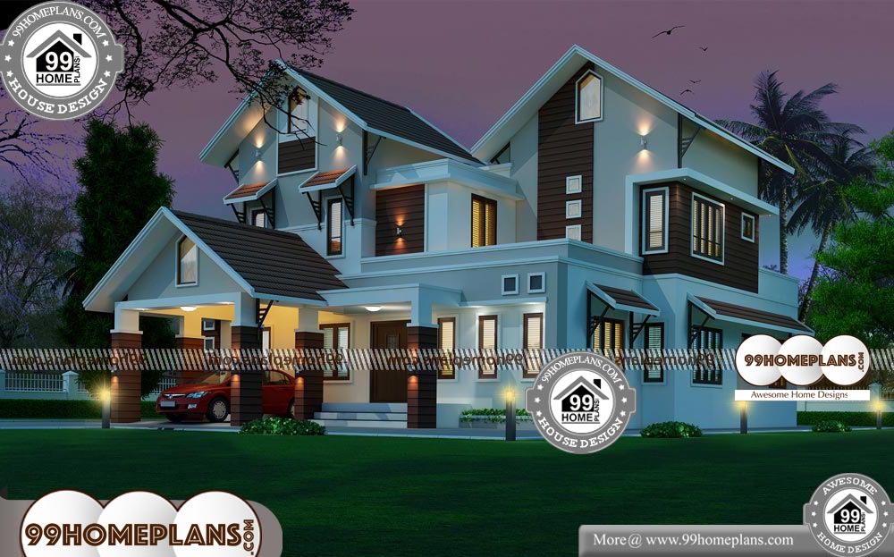 House Front Designs in Indian Style - 2 Story 2963 sqft-Home