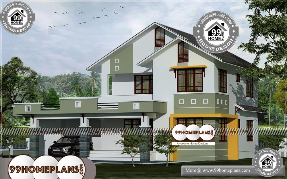 Simple Indian Home Design Photos - 2 Story 1980 sqft-Home