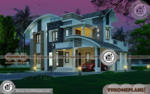 Fusion Style Indian House Front Design 4000 Floor Plans Collections