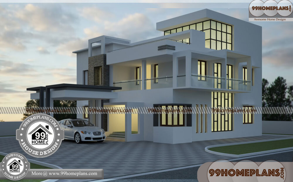 2 Story House with Balcony & 60+ Contemporary Style Kerala Homes