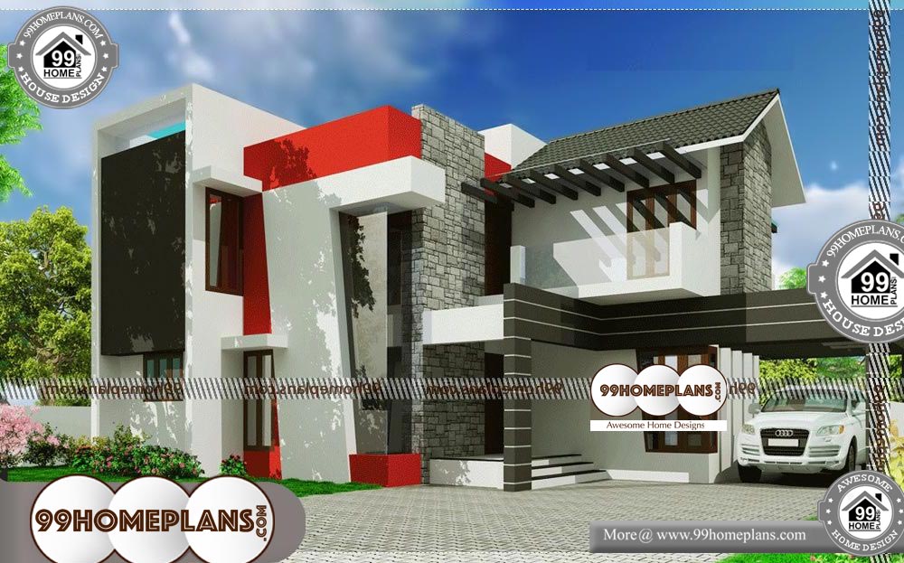 Narrow Lot Contemporary House Plans - 2 Story 1858 sqft-Home