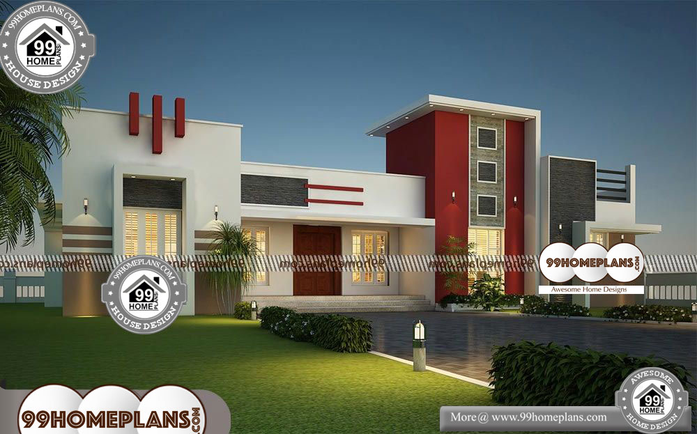 Single Floor Home Front Design in Kerala - One Story 2200 sqft-Home