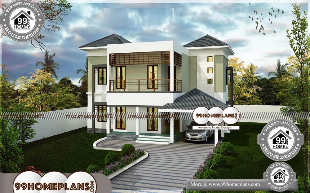 Two Storey House Plans with Balcony - 2 Story 2600 sqft-HOME