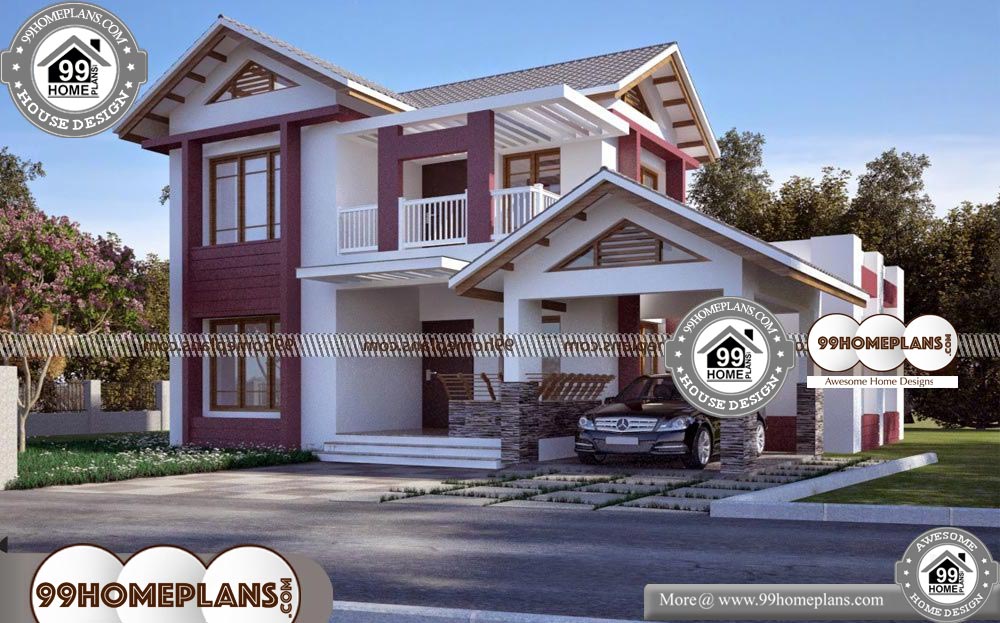 Two Storied House Plans - 2 Story 1951 sqft-HOME