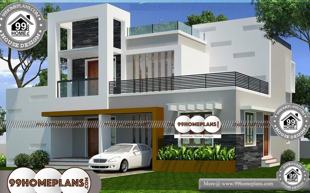 Two Story House Plans with Balconies - 2 Story 1600 sqft-HOME