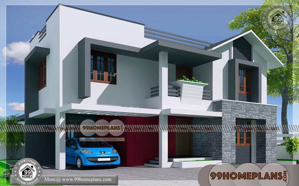 Two Story House with 3D Front Elevation Contemporary Home Models